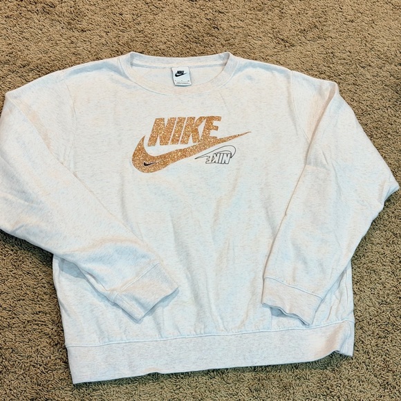 Nike Bling Rose Gold Logo Sweatshirt Women's Sz S - Picture 2 of 3